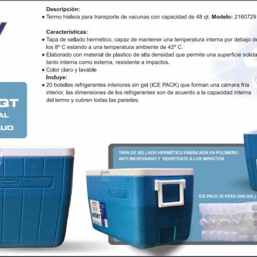 Hielera para traslado de vacunas 45 litros Modelo 2160729